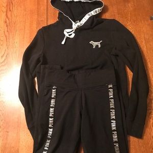 2 piece XS set PINK leggings and hooded top